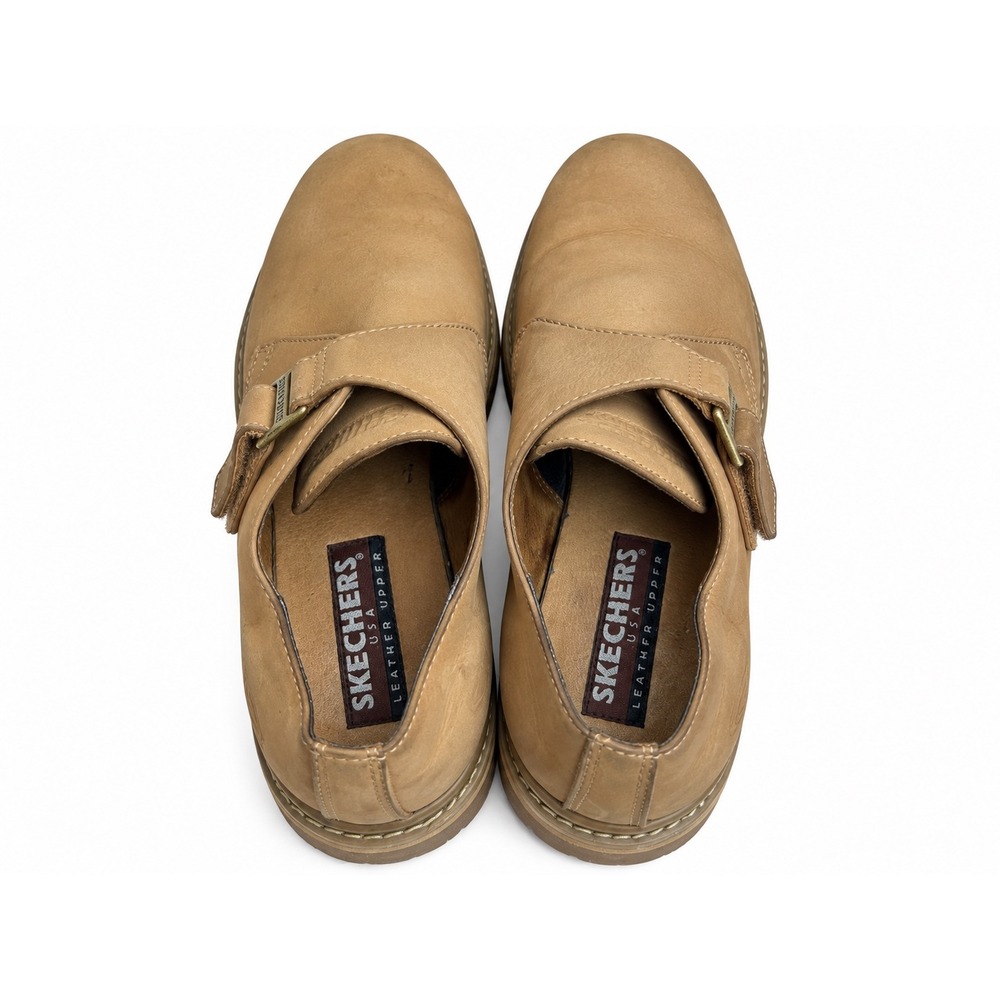 Skechers Men's Stone Tan Leather Strap Buckle Lug Casual Shoes Size 10.5